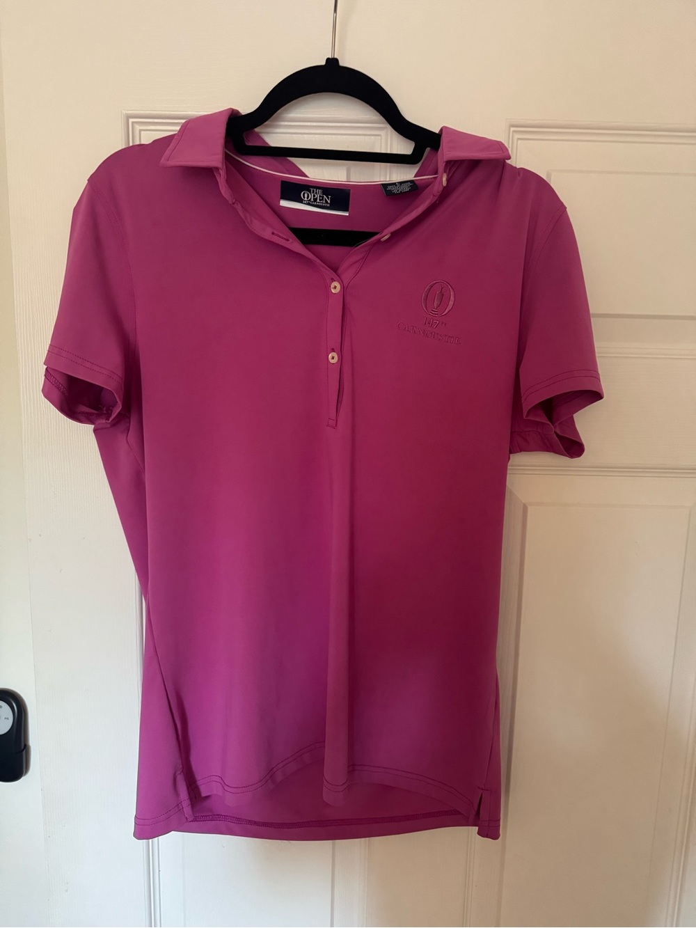 Women's Button-Down Polo in Fuchsia Pink